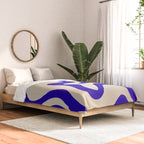 Retro Liquid Swirl Abstract Pattern Square in Beige and Cobalt Blue Comforter Gallery Image 2