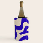 Retro Liquid Swirl Abstract Pattern Square in Beige and Cobalt Blue Wine Chiller Gallery Image 1