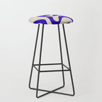 Retro Liquid Swirl Abstract Pattern Square in Beige and Cobalt Blue Stool Gallery Image 1