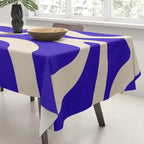 Retro Liquid Swirl Abstract Pattern Square in Beige and Cobalt Blue Tablecloth Gallery Image 3
