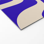 Retro Liquid Swirl Abstract Pattern Square in Beige and Cobalt Blue Welcome Mat Gallery Image 2