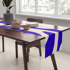 Retro Liquid Swirl Abstract Pattern Square in Beige and Cobalt Blue Table Runner Gallery Image 2