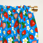 Strawberries Galore Pattern On Blue Window Curtain Gallery Image 2