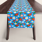 Strawberries Galore Pattern On Blue Table Runner Gallery Image 1