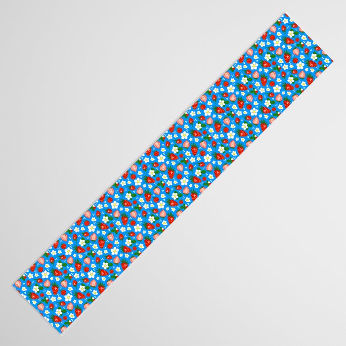 Strawberries Galore Pattern On Blue Table Runner Gallery Image 3
