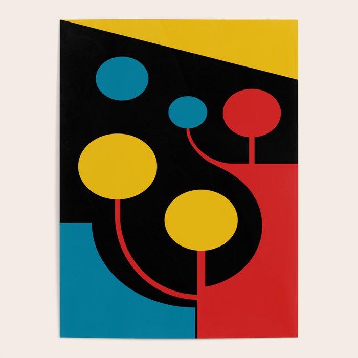 Mid Century Modern Geometric Abstract Poster