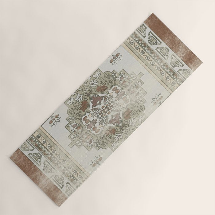 turkish floral - sage & brown Yoga Mat Gallery Image 1