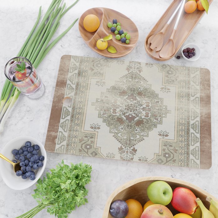 turkish floral - sage & brown Cutting Board Gallery Image 2