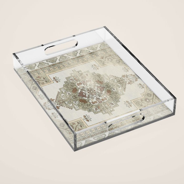 turkish floral - sage & brown Acrylic Tray Gallery Image 1
