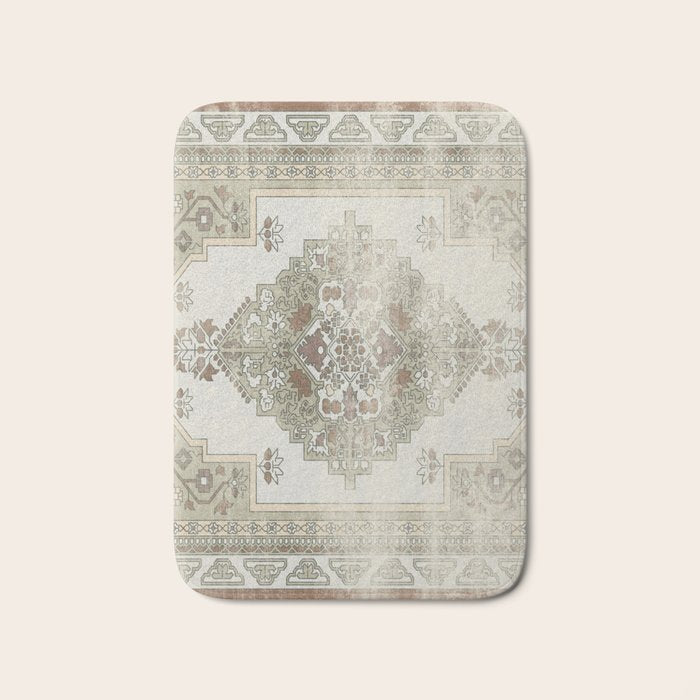 turkish floral - sage & brown Bath Mat Gallery Image 1