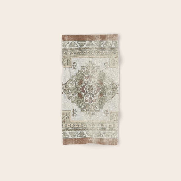 turkish floral - sage & brown Bath Towel Gallery Image 1