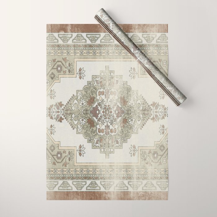 turkish floral - sage & brown Wrapping Paper Gallery Image 1