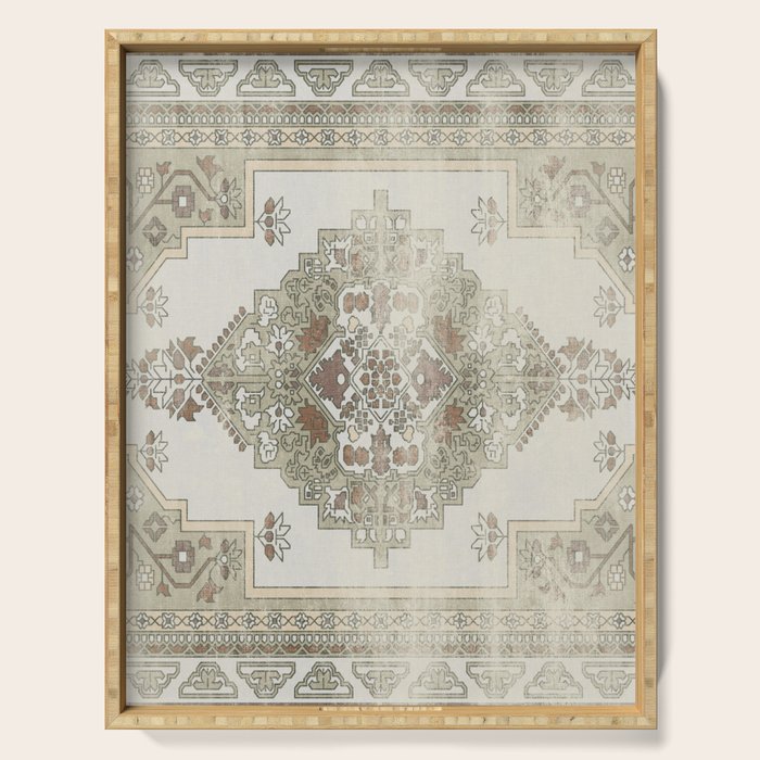 turkish floral - sage & brown Serving Tray Gallery Image 1