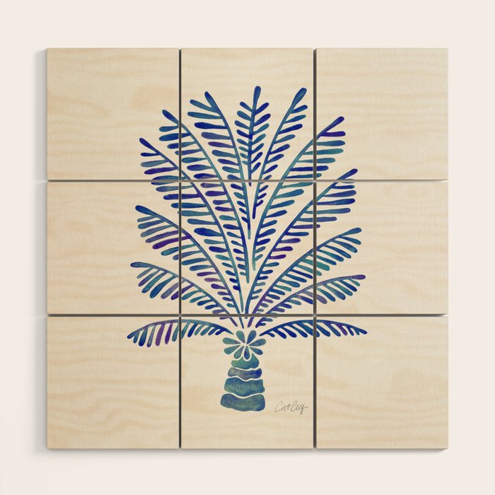Palm Tree - Navy Palette Wood Wall Art Gallery Image 1