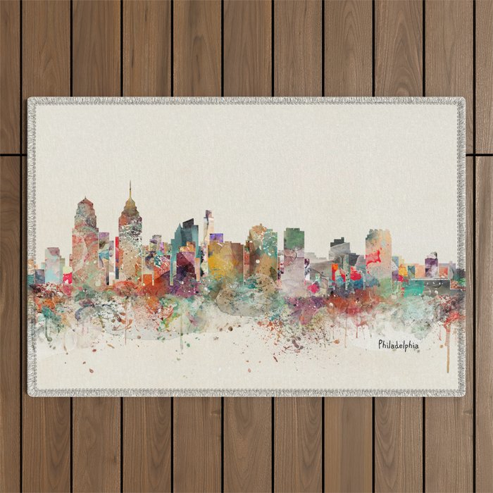 philadelphia skyline Outdoor Rug Gallery Image 1