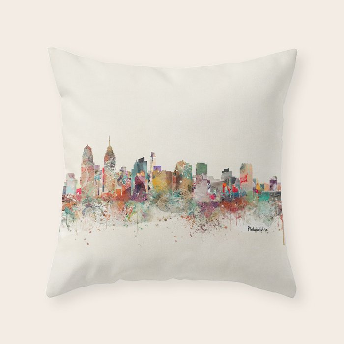philadelphia skyline Throw Pillow Gallery Image 6