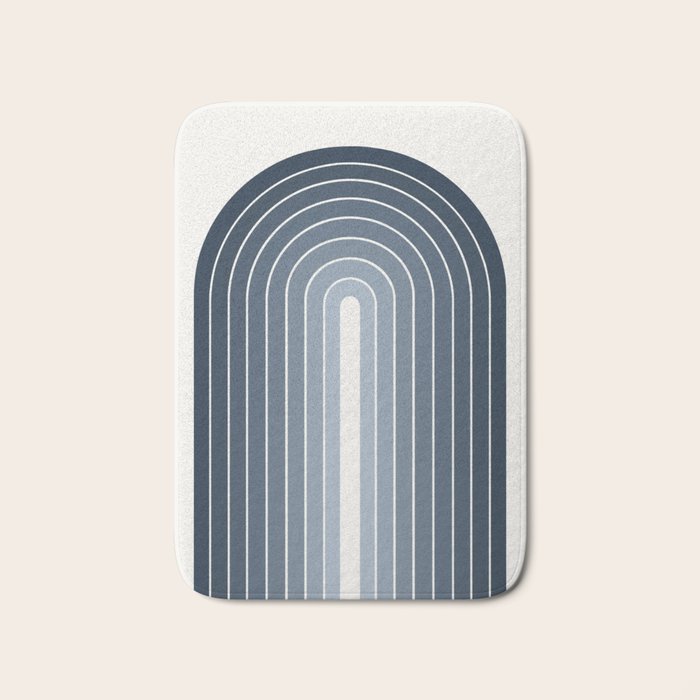 Gradient Arch II Natural Blue Mid Century Modern Rainbow Bath Mat Gallery Image 1