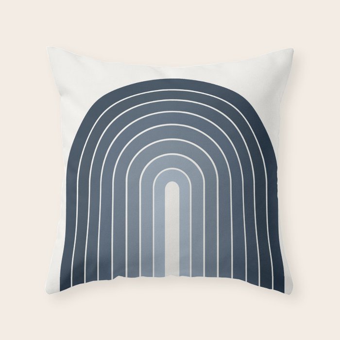 Gradient Arch II Natural Blue Mid Century Modern Rainbow Throw Pillow Gallery Image 1