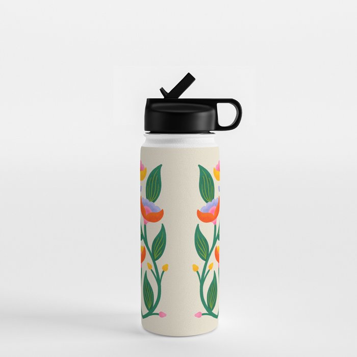Symmetrical Flowers 2 Water Bottle Gallery Image 1