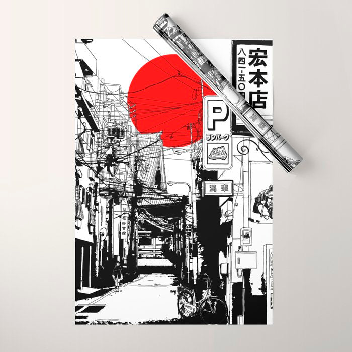 Tokyo street sunrise Wrapping Paper