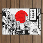 Tokyo street sunrise Outdoor Rug Gallery Image 1
