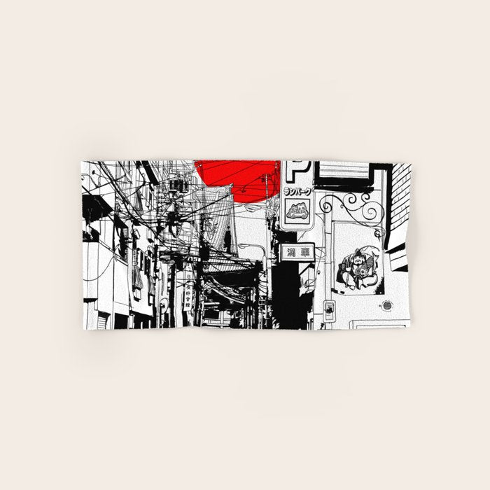Tokyo street sunrise Towels Gallery Image 1