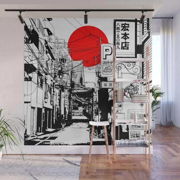 Tokyo street sunrise Wall Mural Gallery Image 1
