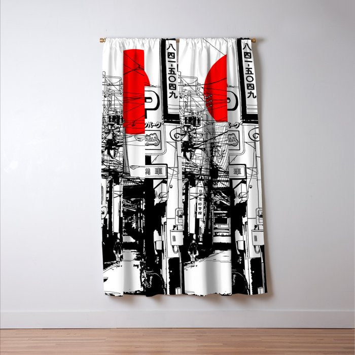 Tokyo street sunrise Window Curtain Gallery Image 3