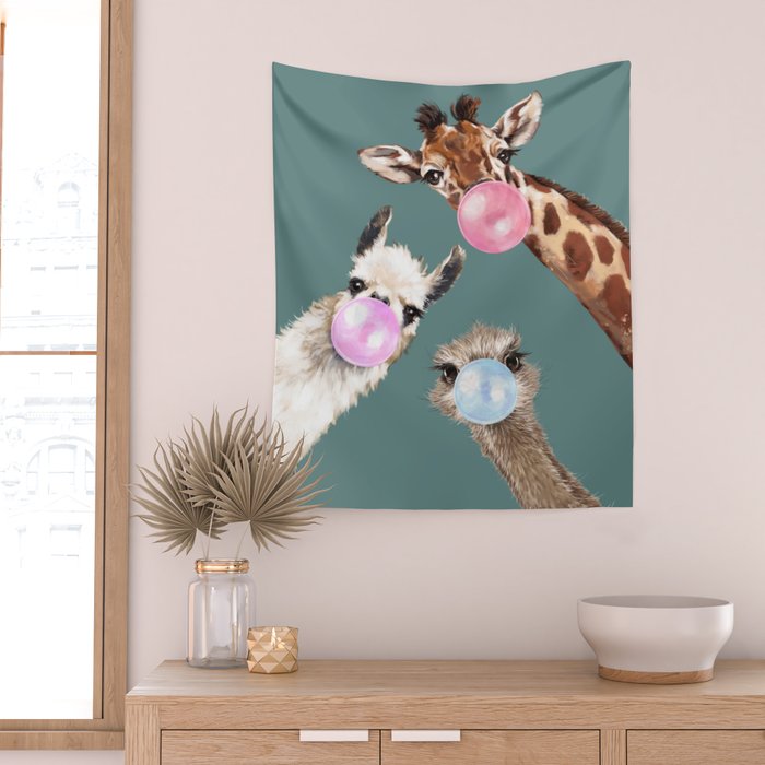 Bubble Gum Gang Dark Green Wall Tapestry Gallery Image 2