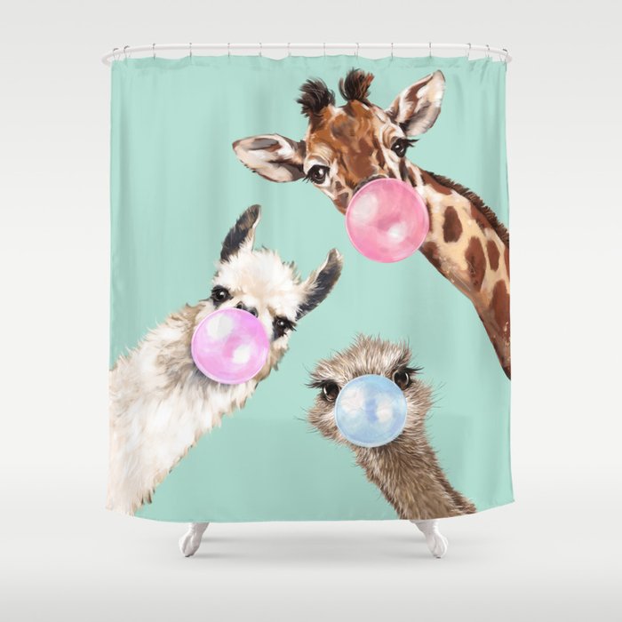 Bubble Gum Gang in Green Shower Curtain Gallery Image 1