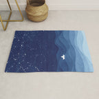 blue ocean waves, sailboat ocean stars Rug Gallery Image 1