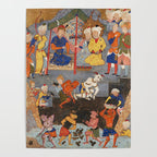 Iskandar (Alexander) builds a wall against Gog and Magog Islamic Antique Art Poster Gallery Image 4