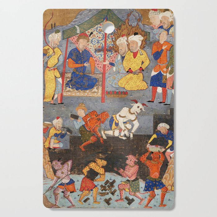 Iskandar (Alexander) builds a wall against Gog and Magog Islamic Antique Art Cutting Board Gallery Image 1