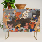 Iskandar (Alexander) builds a wall against Gog and Magog Islamic Antique Art Credenza Gallery Image 1