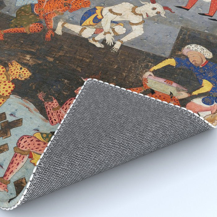 Iskandar (Alexander) builds a wall against Gog and Magog Islamic Antique Art Rug Gallery Image 4