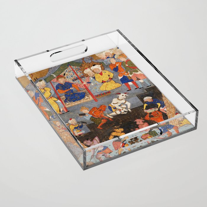 Iskandar (Alexander) builds a wall against Gog and Magog Islamic Antique Art Acrylic Tray Gallery Image 1