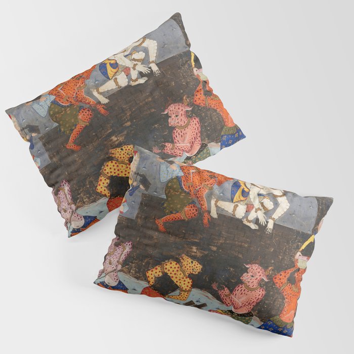 Iskandar (Alexander) builds a wall against Gog and Magog Islamic Antique Art Pillow Sham Gallery Image 1