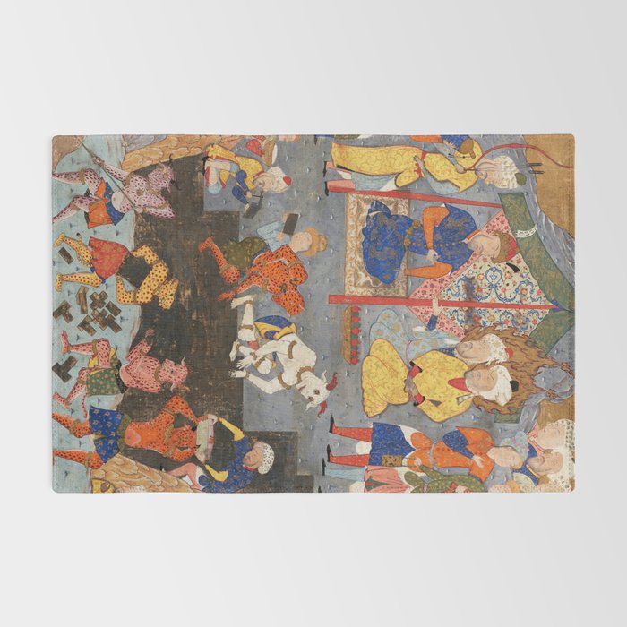 Iskandar (Alexander) builds a wall against Gog and Magog Islamic Antique Art Rug Gallery Image 2
