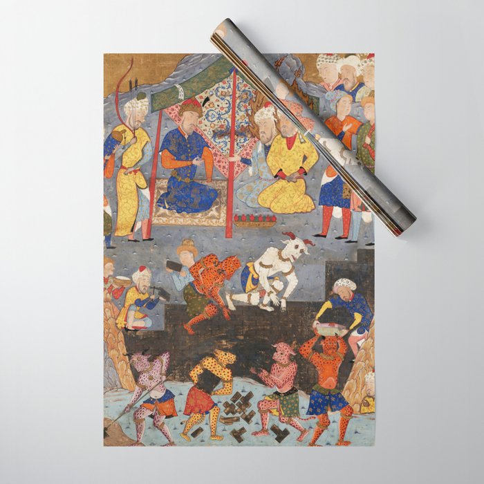 Iskandar (Alexander) builds a wall against Gog and Magog Islamic Antique Art Wrapping Paper Gallery Image 1