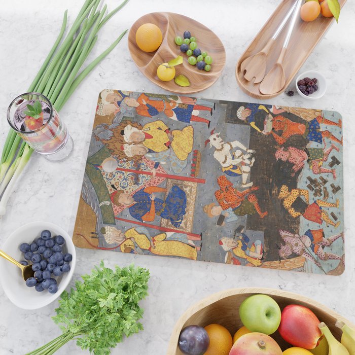 Iskandar (Alexander) builds a wall against Gog and Magog Islamic Antique Art Cutting Board Gallery Image 2