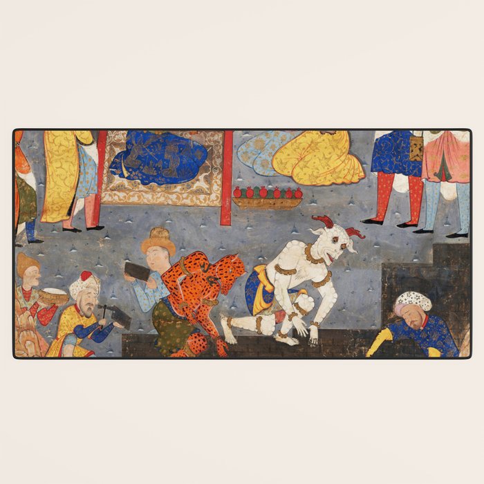 Iskandar (Alexander) builds a wall against Gog and Magog Islamic Antique Art Desk Mat Gallery Image 3