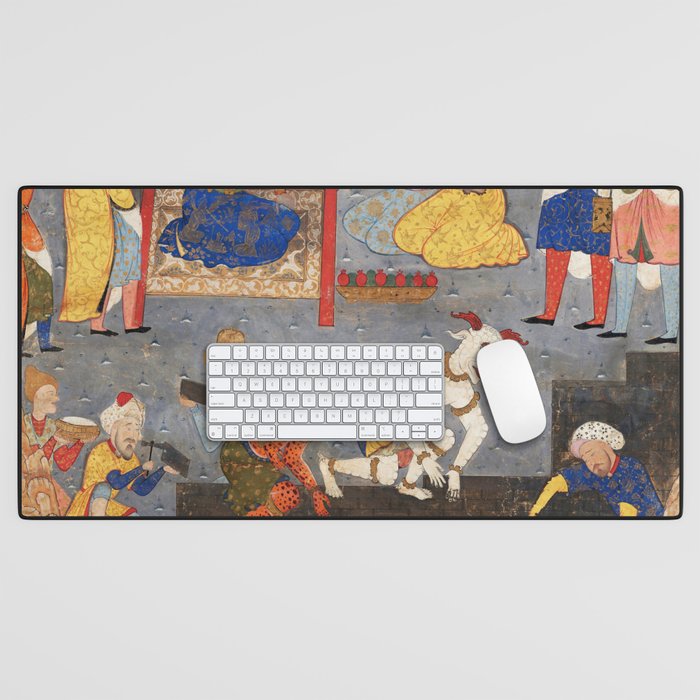 Iskandar (Alexander) builds a wall against Gog and Magog Islamic Antique Art Desk Mat Gallery Image 1