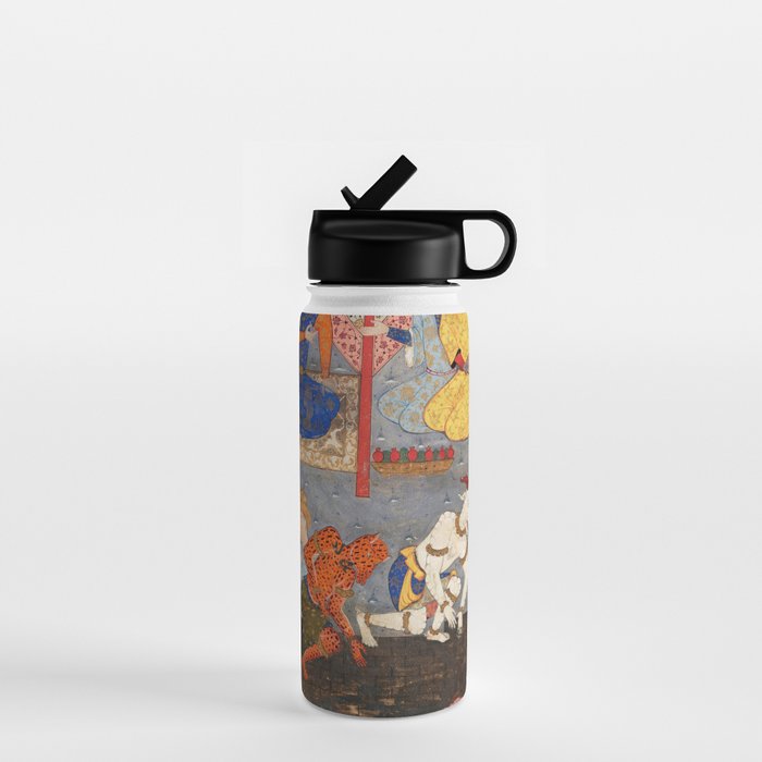 Iskandar (Alexander) builds a wall against Gog and Magog Islamic Antique Art Water Bottle Gallery Image 1