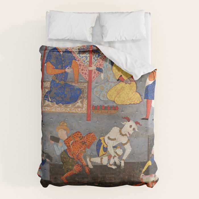 Iskandar (Alexander) builds a wall against Gog and Magog Islamic Antique Art Duvet Cover Gallery Image 6