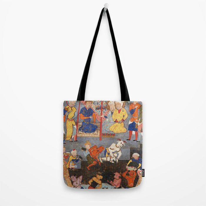 Iskandar (Alexander) builds a wall against Gog and Magog Islamic Antique Art Tote Bag Gallery Image 2
