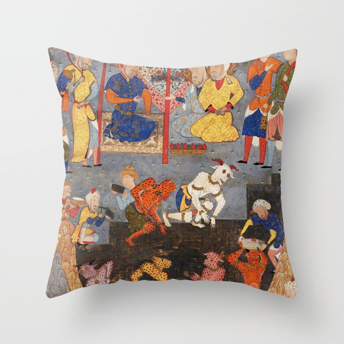 Iskandar (Alexander) builds a wall against Gog and Magog Islamic Antique Art Throw Pillow Gallery Image 6