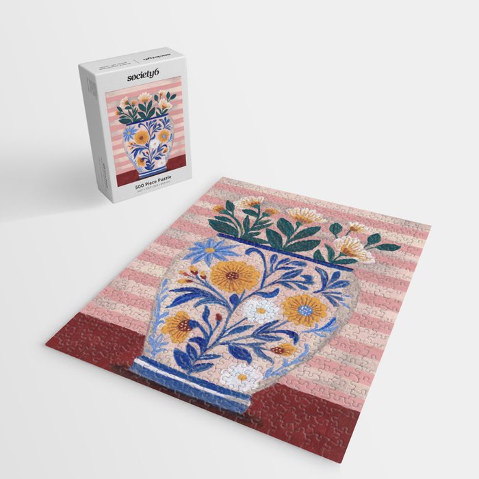 Still life pastel colours flowered pot with flowers Jigsaw Puzzle Gallery Image 2