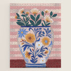 Still life pastel colours flowered pot with flowers Jigsaw Puzzle Gallery Image 1