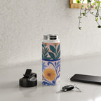 Still life pastel colours flowered pot with flowers Water Bottle Gallery Image 4