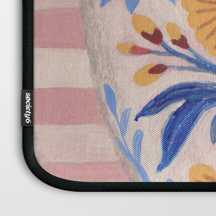 Still life pastel colours flowered pot with flowers Laptop Sleeve Gallery Image 3